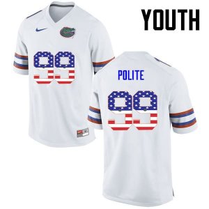 Youth Florida Gators #99 Jachai Polite NCAA Nike White USA Flag Fashion Authentic Stitched College Football Jersey CZO5862GL